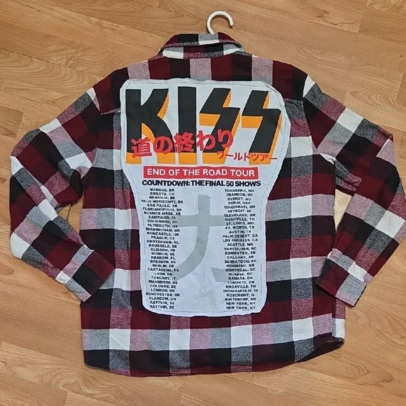 Kiss #2 Upcycled Plaid Shirt - Picture 1 of 7